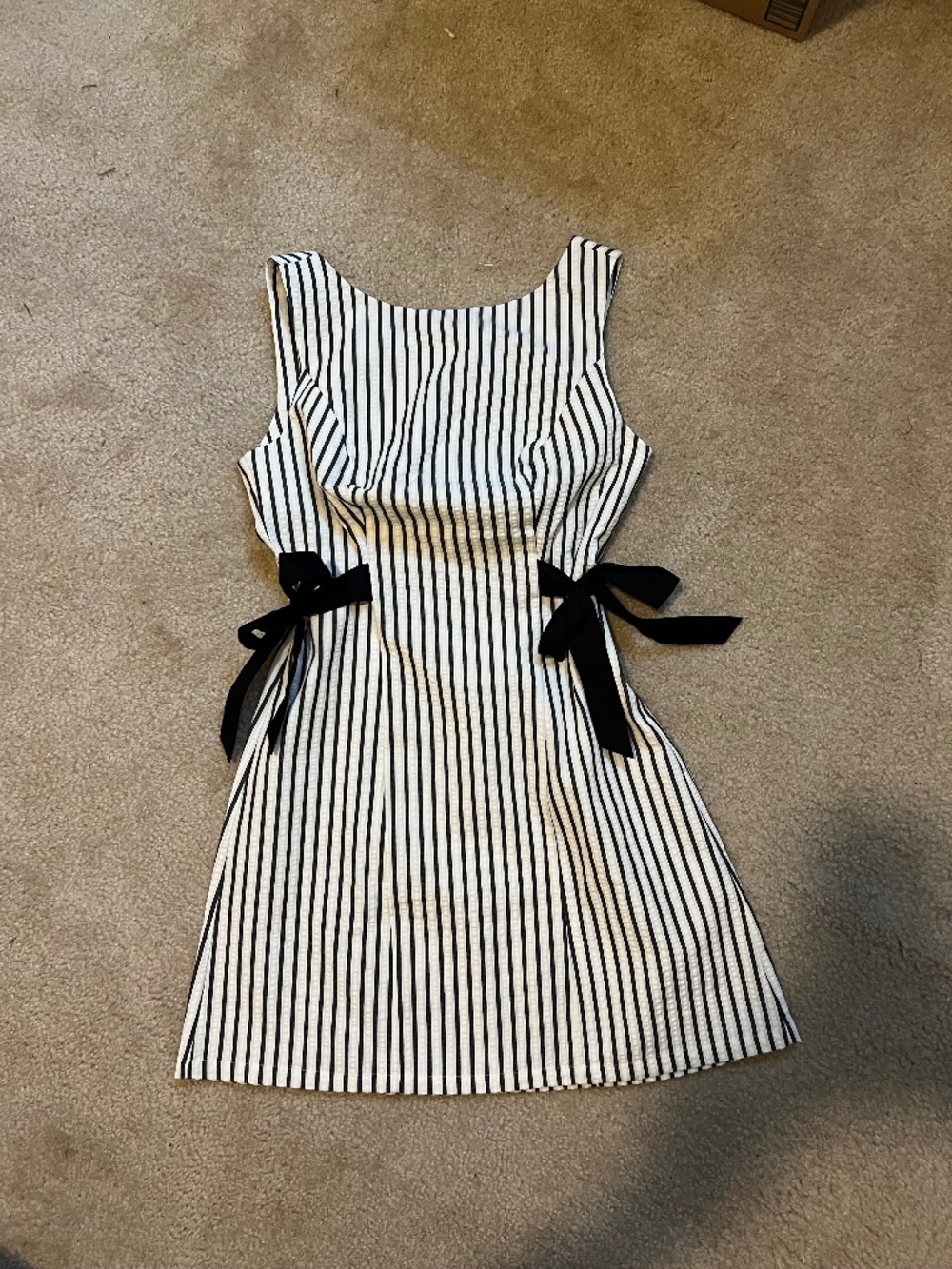 White and Black Striped Mini Dress